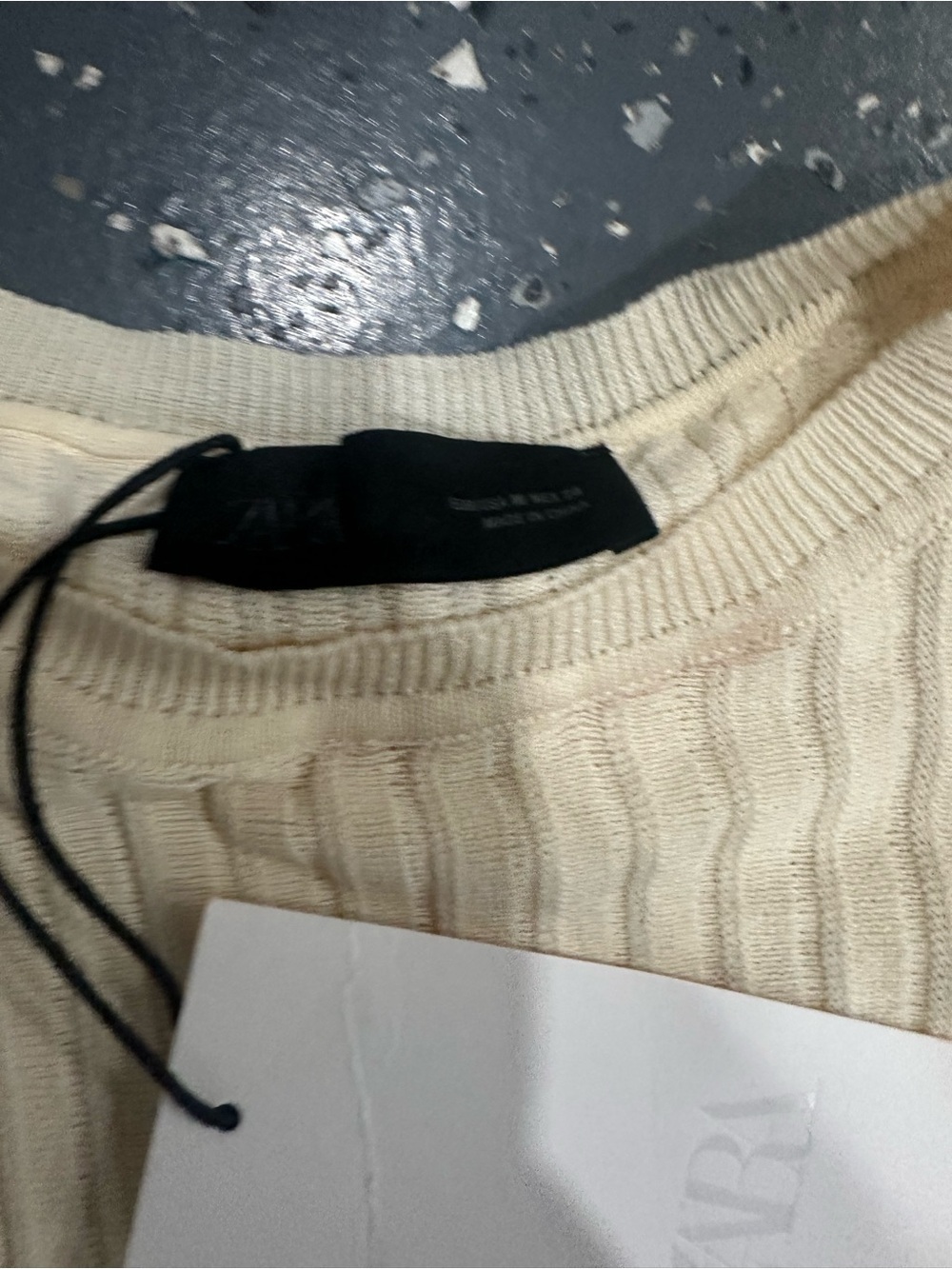 Zara Cream Ruffle Ribbed Blouse - Picture 4 of 4